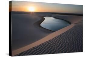 A Lagoon at Sunset in the Sand Dunes in Brazil's Lencois Maranhenses National Park-Alex Saberi-Stretched Canvas