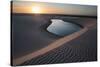 A Lagoon at Sunset in the Sand Dunes in Brazil's Lencois Maranhenses National Park-Alex Saberi-Stretched Canvas