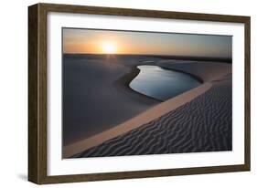 A Lagoon at Sunset in the Sand Dunes in Brazil's Lencois Maranhenses National Park-Alex Saberi-Framed Photographic Print