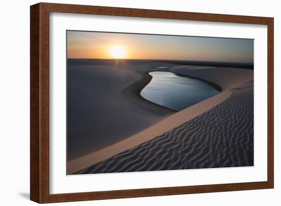 A Lagoon at Sunset in the Sand Dunes in Brazil's Lencois Maranhenses National Park-Alex Saberi-Framed Photographic Print