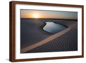 A Lagoon at Sunset in the Sand Dunes in Brazil's Lencois Maranhenses National Park-Alex Saberi-Framed Photographic Print