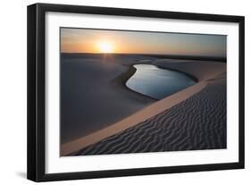 A Lagoon at Sunset in the Sand Dunes in Brazil's Lencois Maranhenses National Park-Alex Saberi-Framed Photographic Print