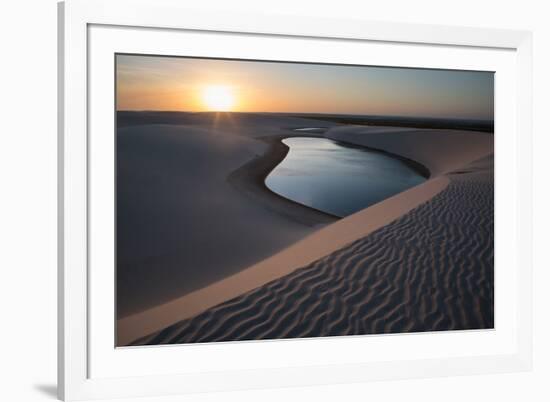 A Lagoon at Sunset in the Sand Dunes in Brazil's Lencois Maranhenses National Park-Alex Saberi-Framed Photographic Print