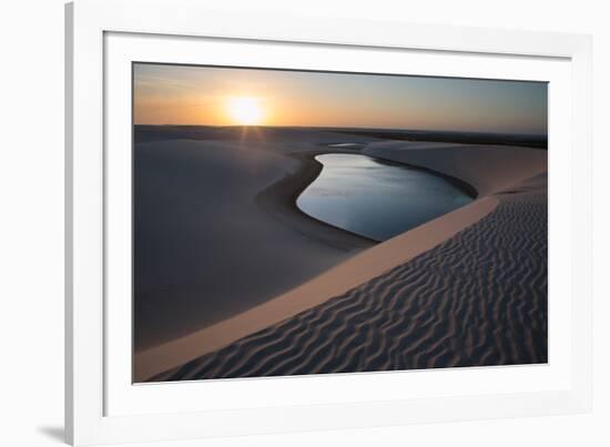 A Lagoon at Sunset in the Sand Dunes in Brazil's Lencois Maranhenses National Park-Alex Saberi-Framed Photographic Print