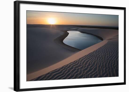 A Lagoon at Sunset in the Sand Dunes in Brazil's Lencois Maranhenses National Park-Alex Saberi-Framed Photographic Print