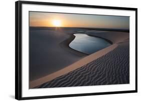 A Lagoon at Sunset in the Sand Dunes in Brazil's Lencois Maranhenses National Park-Alex Saberi-Framed Photographic Print