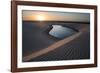 A Lagoon at Sunset in the Sand Dunes in Brazil's Lencois Maranhenses National Park-Alex Saberi-Framed Photographic Print