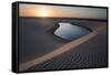 A Lagoon at Sunset in the Sand Dunes in Brazil's Lencois Maranhenses National Park-Alex Saberi-Framed Stretched Canvas