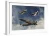 A Lancaster Bomber, a Hawker Hurricane and a Spitfire Fighter Plane of the Royal Air Force-Stocktrek Images-Framed Art Print