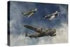 A Lancaster Bomber, a Hawker Hurricane and a Spitfire Fighter Plane of the Royal Air Force-Stocktrek Images-Stretched Canvas