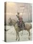 A Lancer of Napoleon's Polish Guards on Winter Patrol-Jan Van Chelminski-Stretched Canvas