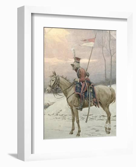 A Lancer of Napoleon's Polish Guards on Winter Patrol-Jan Van Chelminski-Framed Giclee Print