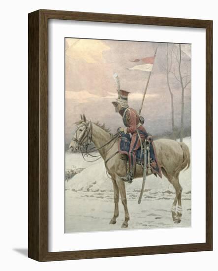 A Lancer of Napoleon's Polish Guards on Winter Patrol-Jan Van Chelminski-Framed Giclee Print