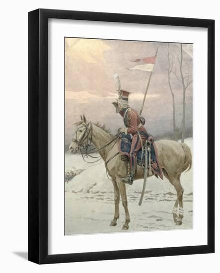 A Lancer of Napoleon's Polish Guards on Winter Patrol-Jan Van Chelminski-Framed Giclee Print