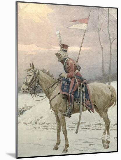 A Lancer of Napoleon's Polish Guards on Winter Patrol-Jan Van Chelminski-Mounted Giclee Print
