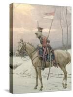 A Lancer of Napoleon's Polish Guards on Winter Patrol-Jan Van Chelminski-Stretched Canvas