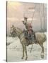 A Lancer of Napoleon's Polish Guards on Winter Patrol-Jan Van Chelminski-Stretched Canvas