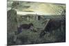 A Land Girl and the Bail Bull-Evelyn Dunbar-Mounted Giclee Print