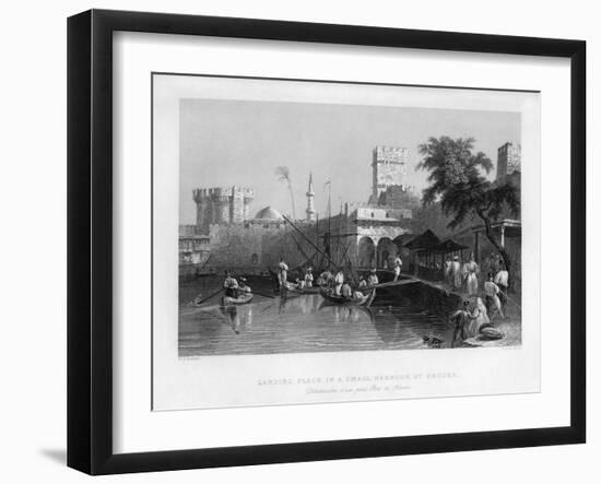 A Landing Place in a Small Harbour at Rhodes, Greece, 1841-John Le Keux-Framed Giclee Print