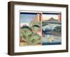 A Landscape and Seascape, Two Views from the Series "60-Odd Famous Views of the Provinces"-Ando Hiroshige-Framed Giclee Print