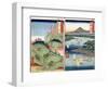 A Landscape and Seascape, Two Views from the Series "60-Odd Famous Views of the Provinces"-Ando Hiroshige-Framed Giclee Print