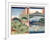 A Landscape and Seascape, Two Views from the Series "60-Odd Famous Views of the Provinces"-Ando Hiroshige-Framed Giclee Print