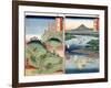 A Landscape and Seascape, Two Views from the Series "60-Odd Famous Views of the Provinces"-Ando Hiroshige-Framed Giclee Print