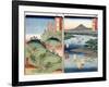 A Landscape and Seascape, Two Views from the Series "60-Odd Famous Views of the Provinces"-Ando Hiroshige-Framed Giclee Print