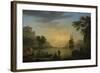 A Landscape at Sunset with Fishermen Returning with their Catch, 1773-Claude Joseph Vernet-Framed Giclee Print