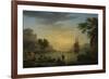 A Landscape at Sunset with Fishermen Returning with their Catch, 1773-Claude Joseph Vernet-Framed Giclee Print