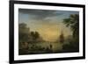 A Landscape at Sunset with Fishermen Returning with their Catch, 1773-Claude Joseph Vernet-Framed Giclee Print