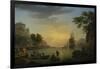 A Landscape at Sunset with Fishermen Returning with their Catch, 1773-Claude Joseph Vernet-Framed Giclee Print