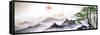 A Landscape Painting of Pine Trees, Distant Mountains, Clouds and Sunrise. Tthe Chinese Painting St-null-Framed Stretched Canvas