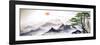 A Landscape Painting of Pine Trees, Distant Mountains, Clouds and Sunrise. Tthe Chinese Painting St-null-Framed Art Print