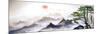 A Landscape Painting of Pine Trees, Distant Mountains, Clouds and Sunrise. Tthe Chinese Painting St-null-Mounted Art Print