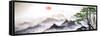 A Landscape Painting of Pine Trees, Distant Mountains, Clouds and Sunrise. Tthe Chinese Painting St-null-Framed Stretched Canvas