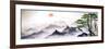 A Landscape Painting of Pine Trees, Distant Mountains, Clouds and Sunrise. Tthe Chinese Painting St-null-Framed Premium Giclee Print