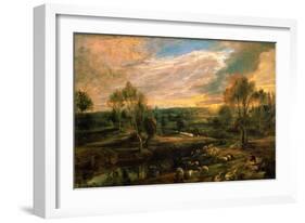 A Landscape with a Shepherd and His Flock, circa 1638-Peter Paul Rubens-Framed Giclee Print