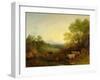 A Landscape with Cattle and Figures by a Stream and a Distant Bridge, c.1772-4-Thomas Gainsborough-Framed Giclee Print