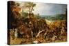 A Landscape with Marauders attacking a Wagon Train and Pillaging a Village-Sebastian Vrancx-Stretched Canvas