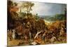 A Landscape with Marauders attacking a Wagon Train and Pillaging a Village-Sebastian Vrancx-Mounted Giclee Print