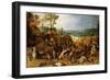 A Landscape with Marauders attacking a Wagon Train and Pillaging a Village-Sebastian Vrancx-Framed Giclee Print