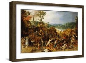 A Landscape with Marauders Attacking a Wagon Train and Pillaging a Village-Sebastian Vrancx-Framed Giclee Print