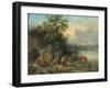 A Landscape with Peasants and Cattle by a River-Theobald Michau-Framed Giclee Print