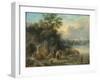 A Landscape with Peasants and Cattle by a River-Theobald Michau-Framed Giclee Print