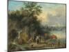 A Landscape with Peasants and Cattle by a River-Theobald Michau-Mounted Giclee Print
