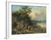 A Landscape with Peasants and Cattle by a River-Theobald Michau-Framed Giclee Print