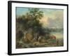 A Landscape with Peasants and Cattle by a River-Theobald Michau-Framed Giclee Print