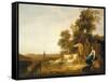 A Landscape with Shepherds and Shepherdesses-Aelbert Cuyp-Framed Stretched Canvas