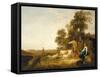 A Landscape with Shepherds and Shepherdesses-Aelbert Cuyp-Framed Stretched Canvas